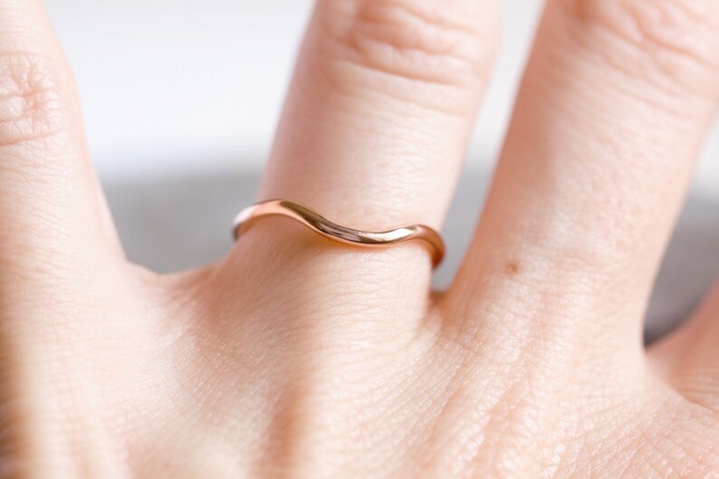 dainty ring ring enhancer 14k gold curved wedding band delicate ring rose gold ring wedding ring thin gold ring