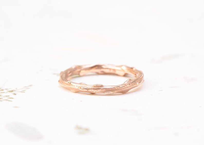 Twig Engagement Ring Leaf Wedding Band Twig Ring Rose Gold Etsy