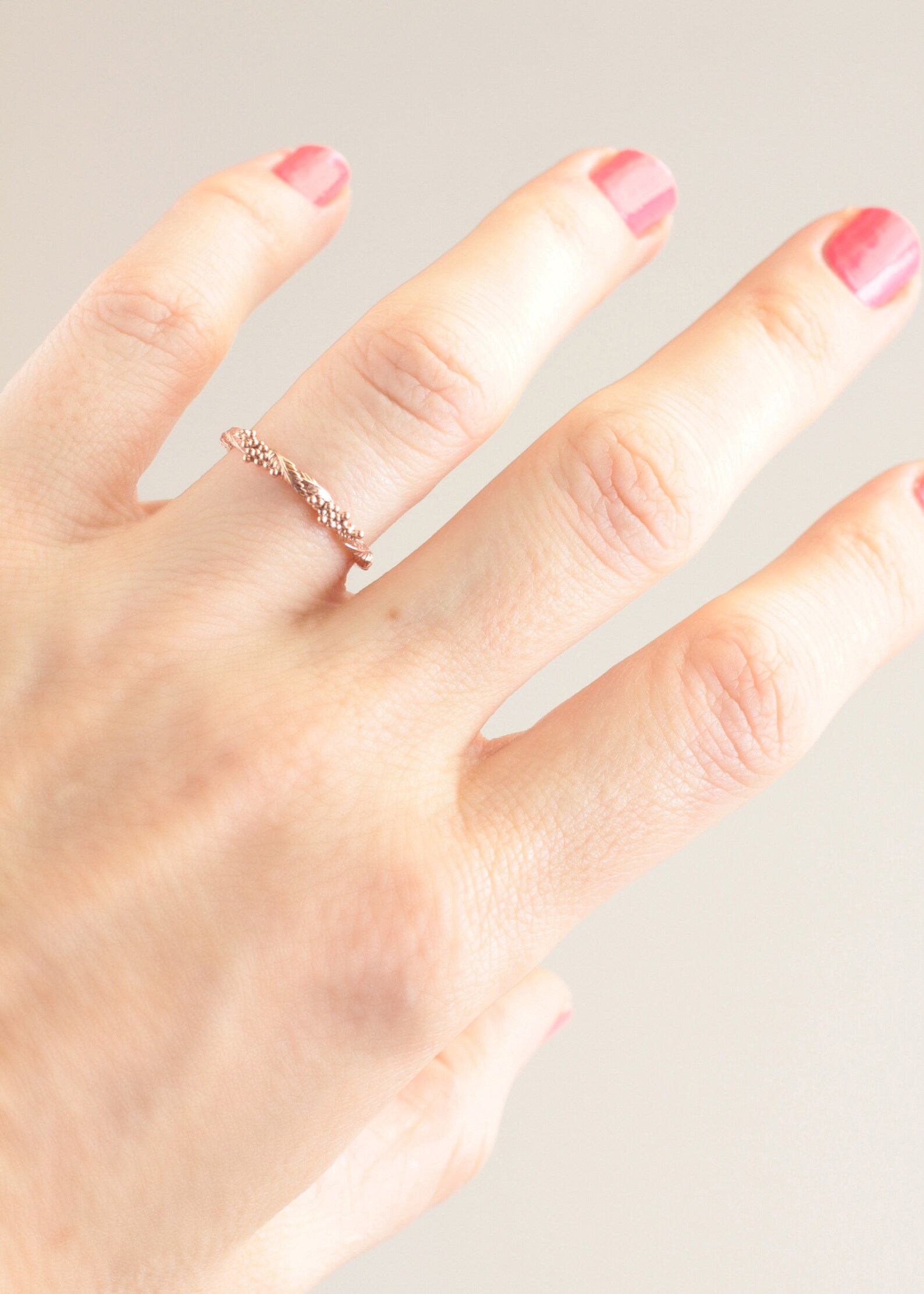 Wattle Ring 14k Rose Gold Leaf Wedding Ring Rose Gold Ring Etsy