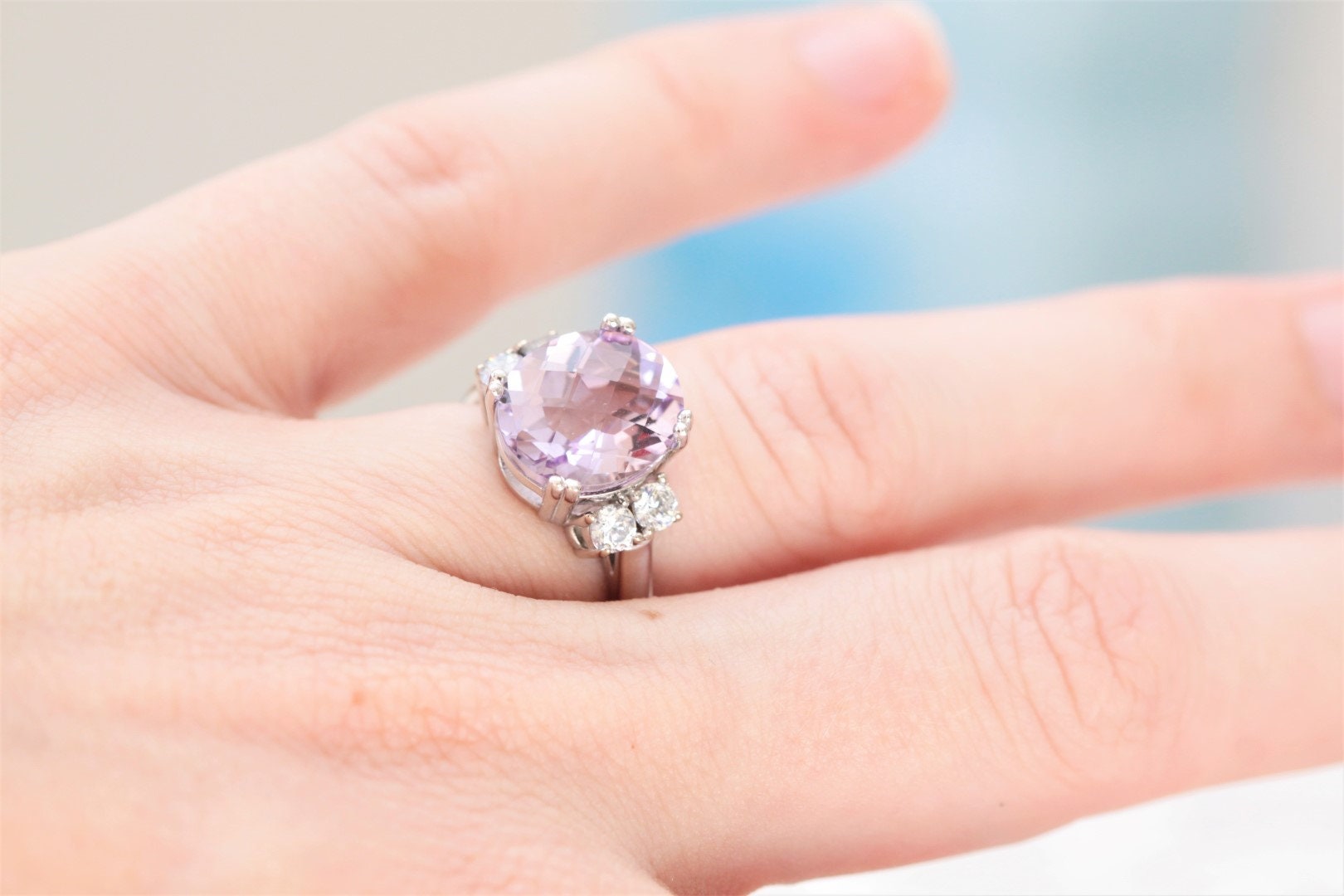 Pink amethyst on sale engagement ring