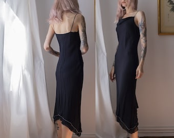 Viscose Midi Slip Dress Principles Petite. Black Asymmetrical Dress with Straps. Vintage Cowl Neck Midi Dress Size 10 UK 6 US 38 EU