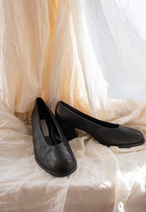 Vintage 90s Stead Simpson Black Shoes. Chunky Heel Classic Shoes