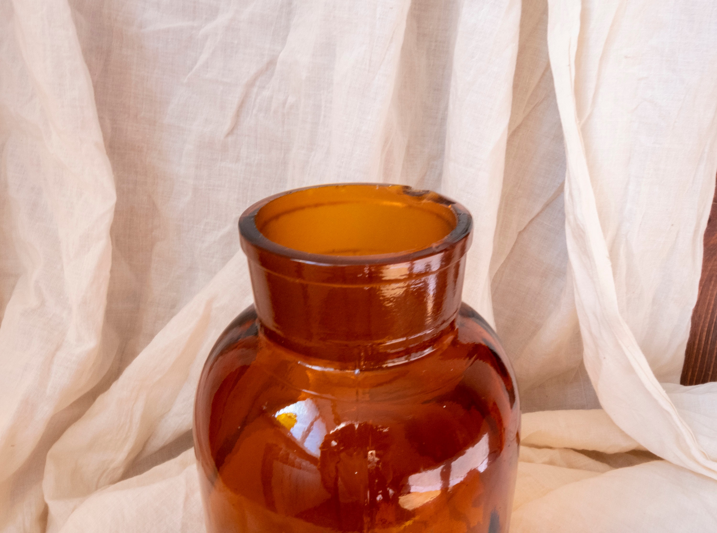 Antique Amber Glass Bottle. 2 Liters Glass Balloon. Vintage Bottle for
