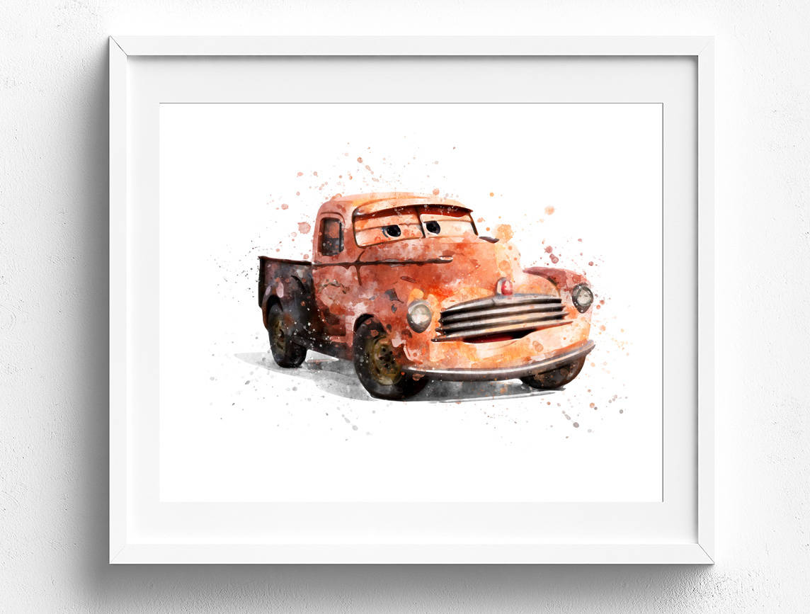 Disney Cars Art Print Poster Tow Mater Cars Wall Art Nursery | Etsy