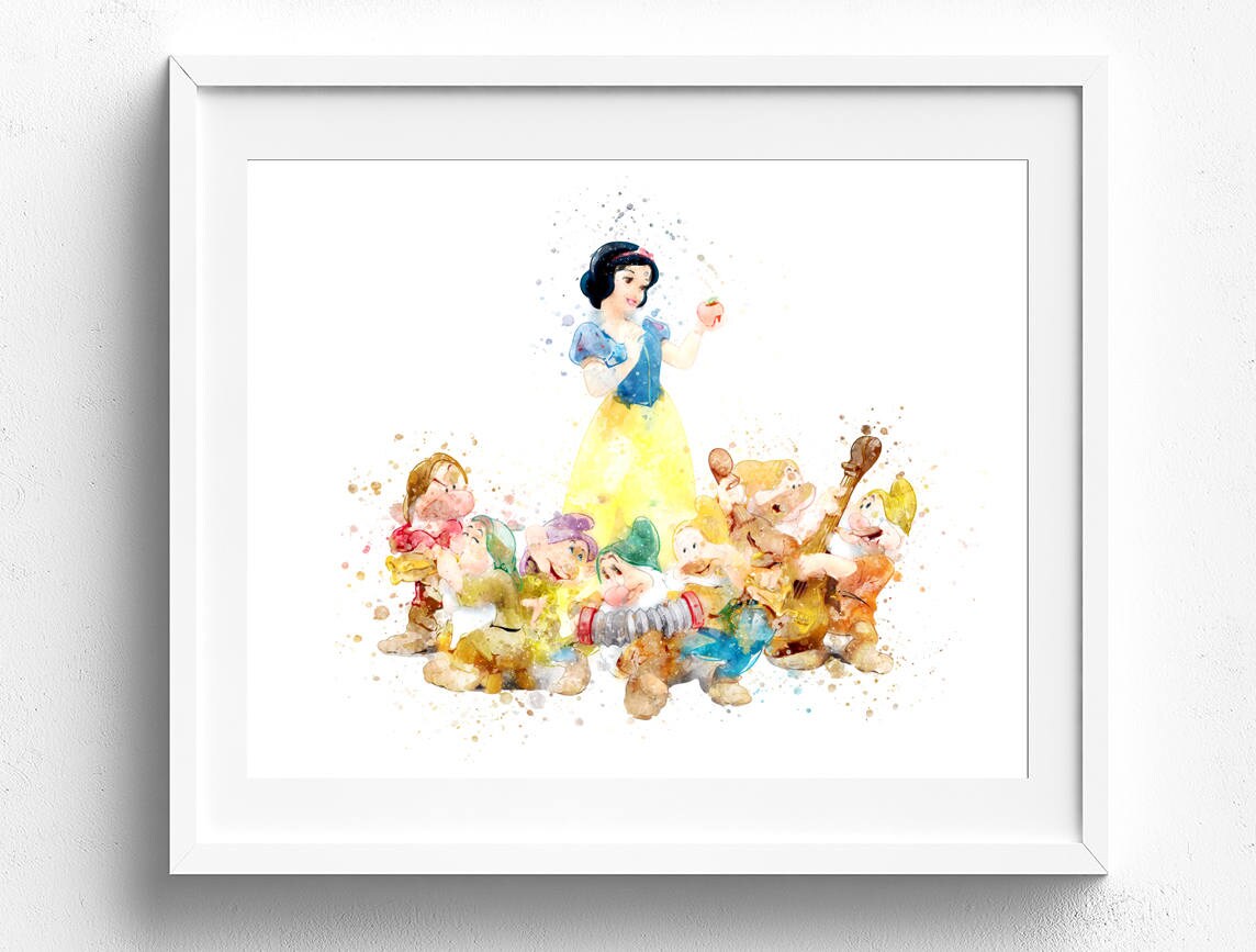 Children bedroom art snow white 7 dwarfs disney wall art Etsy
