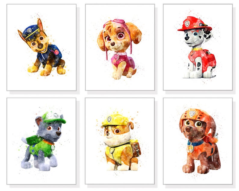 graphic about Paw Patrol Printable Pictures identify Mounted of 6 PAW Patrol print PAW Patrol printable poster Marshall Rubble Chase Skye Nursery decor Birthday decoration Printable obtain
