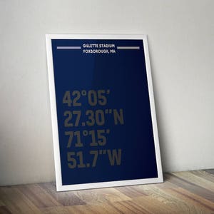 Gillette Stadium Coordinate Print for Man Cave - New England Patriots - Fan Art Poster Typographic Print