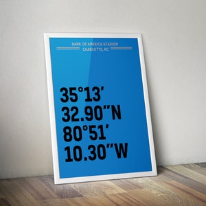 Bank of America Stadium Coordinate Print for Man Cave - Carolina Panthers - Fan Art Poster Typographic Print