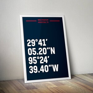 NRG Stadium Coordinate Print for Man Cave - Houston Texans - Fan Art Poster Typographic Print