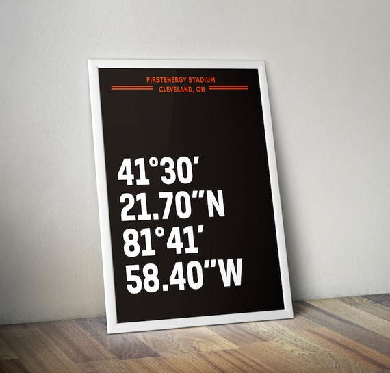 First Energy Stadium Coordinate Print for Man Cave - Cleveland Browns - Fan Art Poster Typographic Print