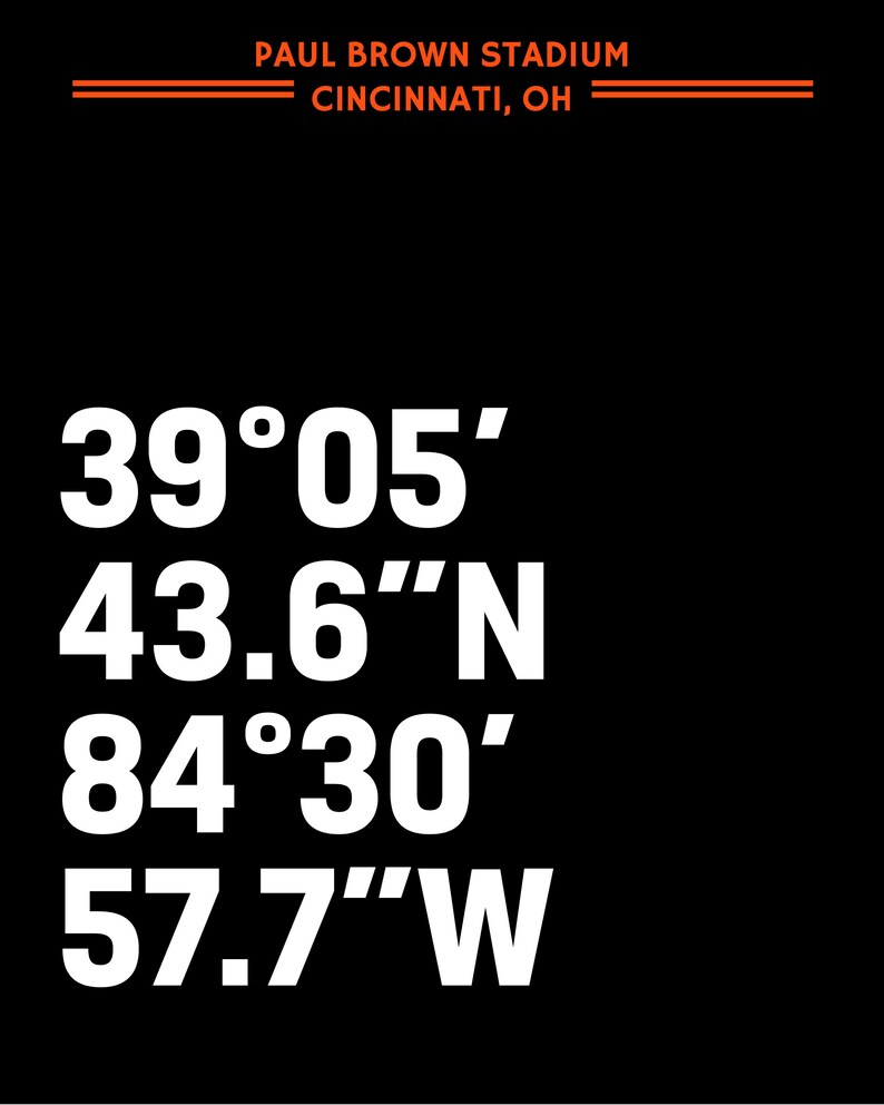 Paul Brown Stadium Coordinate Print for Man Cave - Cincinnati Bengals ...