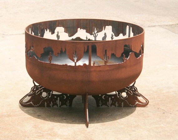 Fire Pit Steel Firepit Desert Scene Backyard Fire Bowl Fire Etsy