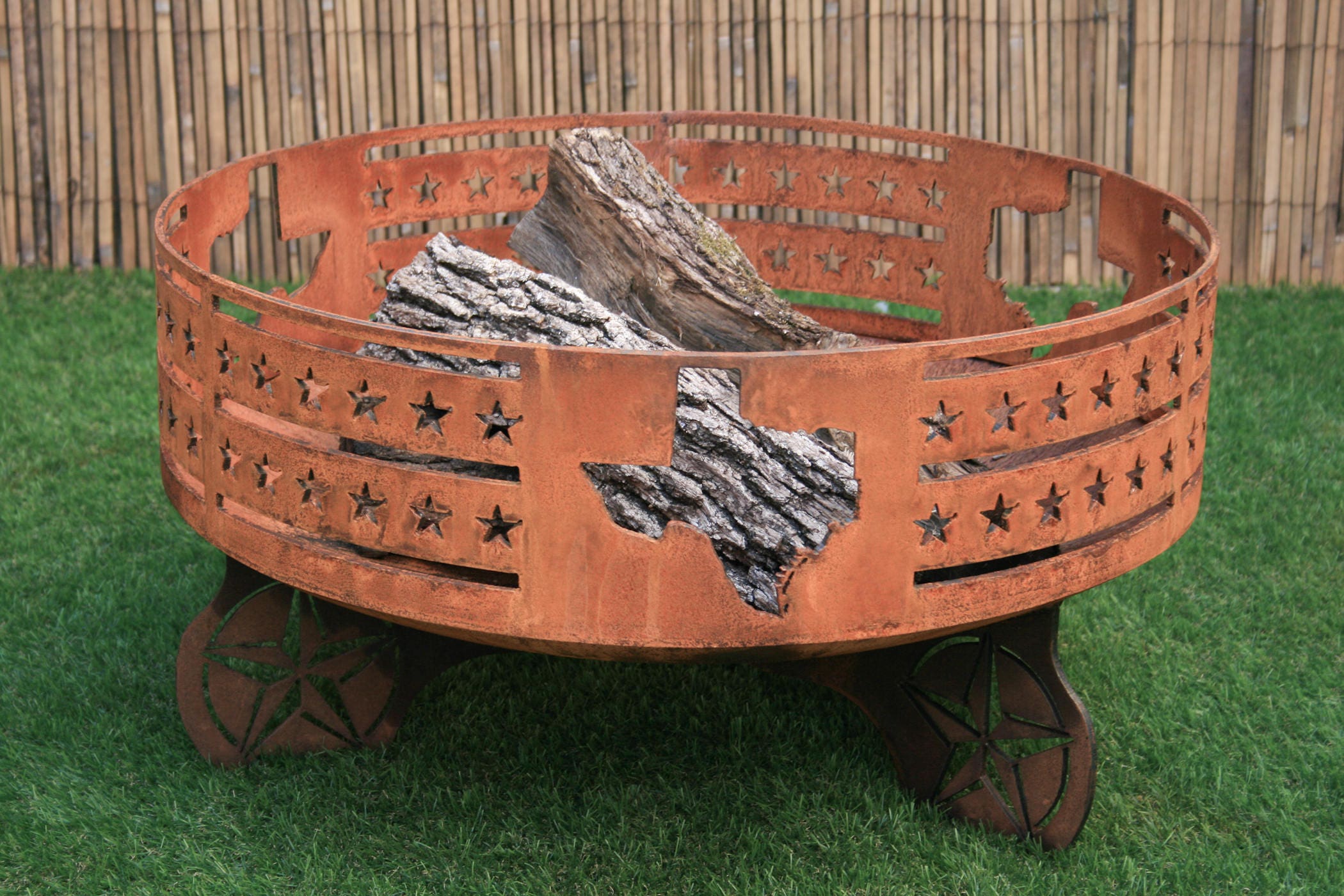 Texas Fire Pit Steel Firepit Lone Star State Backyard Fire Etsy