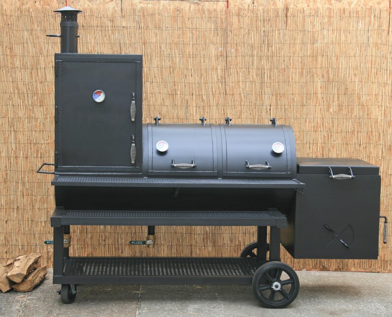 Offset Smoker with Warmer Box Heavy Duty Smoker Texas BBQ Etsy