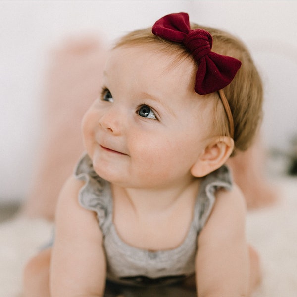 Baby Headbands | Square Knot Hair Bow | Nylon Headband | Baby Shower Gift | Hair Accessories | Baby Girl Gift | Baby Girl Headband | Newborn