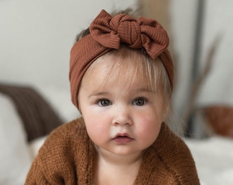 Baby Girl Headband - Chocolate Ribbed Modal