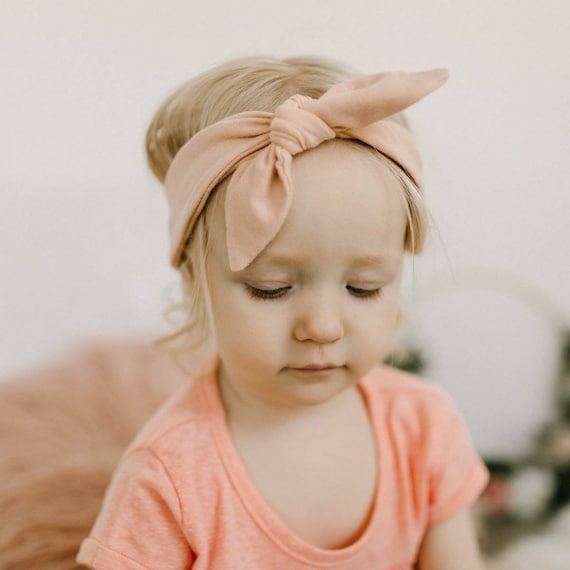 Bandeau bébé fille : bandeau élastique en coton uni - Casquettes Bonnets