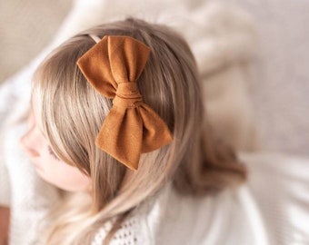 Cider Woven Boho Baby Headband, Big Bow Headband, Baby Gift, Baby Girl Gift, Baby Shower Gift, Baby Hair Clip, Boho Baby Bows