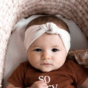 Turban Headband Baby Girl, Ribbed Modal Headband, Knot Bow Headband, Baby Headband, Knotted Headwrap Baby, Baby Head Wrap, Baby Gift image 1