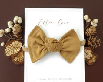 Bandeau bébé bohème automne, noeud bébé beige, blé, neutre, cadeau bébé fille, fait main, barrette à cheveux petite fille