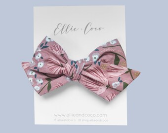 Bandeau floral rose pour bébé, bandeau gros noeud pour nouveau-né, cadeau pour bébé, cadeau de baby shower, barrette à cheveux bohème pour bébé, noeuds floraux pour bébé
