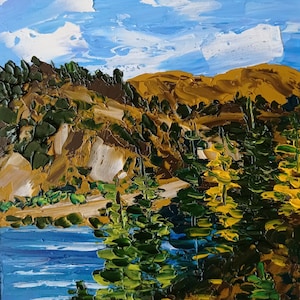 Original Painting California Hills Oil Field Landscape America Wall Art size 8 by 6&quot;