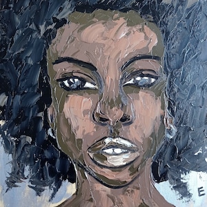 Afro-Amerikaanse kunst origineel schilderij meisje Afrikaanse vrouw chocolade meisje Nigeriaanse 12х10&quot;