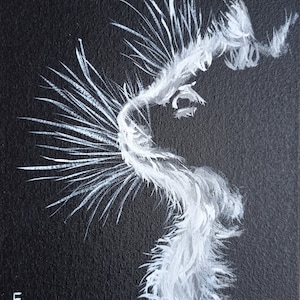 Peinture à l'huile originale de profil de chat d'animal de kitty taille 8 x 7 pouces