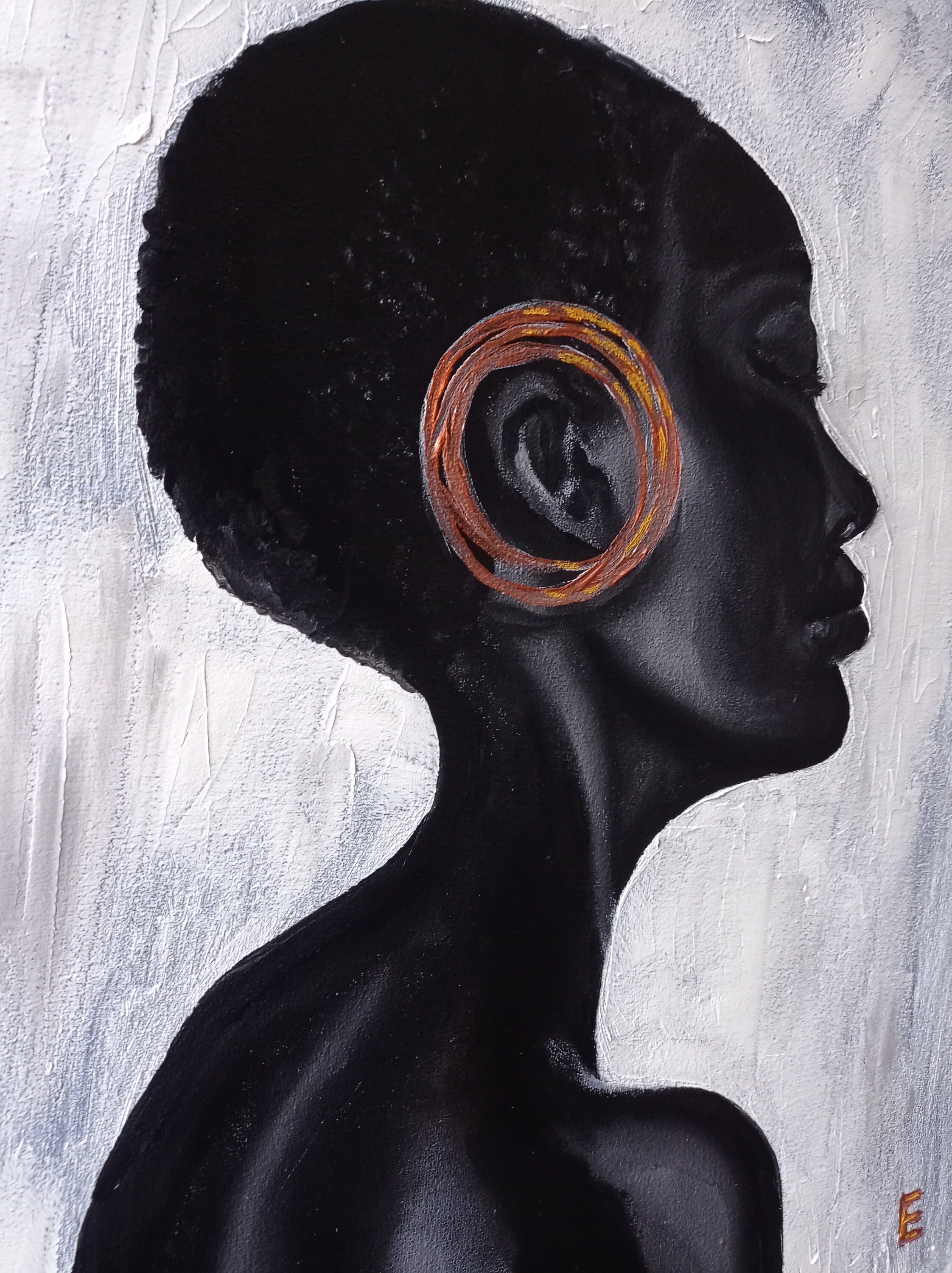 African American Woman Portrait Original Art Oil Painting Black and ...
