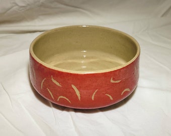 Ceramic Bowl- Art Deco Red