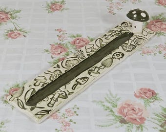 Green Mushroom Incense Holder Burner - Hand Sculpted