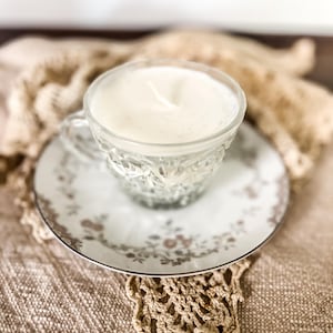 Vintage Teacup Candle | Candle in Glass Teacup | Gift for Her | Floral China Candle | Cottagecore Decor | Reusable Cup