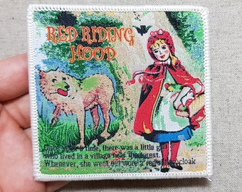 Little Red Riding Hood Fairy Tale Sew On Embroidered Fabric Patch 8.3 x 8.1 cm