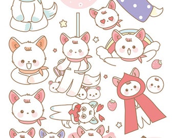 2 Sheet of 'Cute Fennec, Lovly Desert Fox' Diary Stickers Planner Stickers Cutting Stickers Deco Stickers