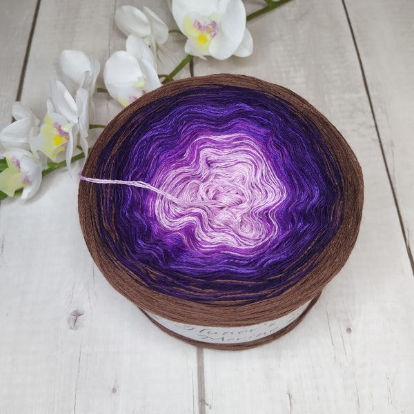 Lilas/chocolat, gâteau de fil superwash 100 % laine mérinos, fil de couleur dégradé 3ply - Prêt à expédier