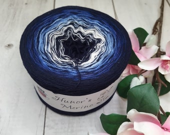 Black/Blue, 100% Merino wool superwash yarn cake, gradient colored yarn 3ply - Ready to ship