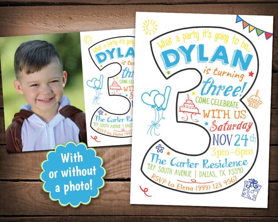 3rd Birthday Invitation Third Birthday Party Invitation Third Party Invitation Printable Birthday Invite 3rd Birthday Invite By Theredrosesartstudio Catch My Party