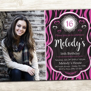 Zebra Birthday Party Invitation Pink Zebra Birthday Invitation Printable Zebra invitation Pink & White Zebra Invitation Zebra Invite image 2