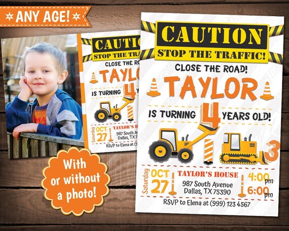 Construction Party Invitation - Construction Birthday Invitation - Under Construction Invitation - Dump Truck Invitation - Any Age Il_570xn