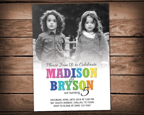 Invitent Les Freres Et Soeurs Danniversaire Invitation Etsy