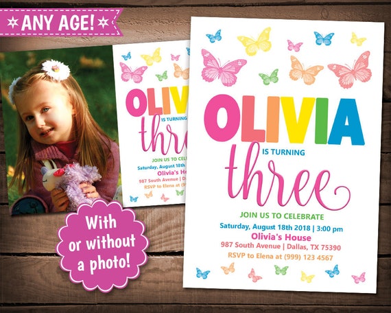 Butterfly Party Invitation - Butterfly Birthday Party - Butterfly Birthday invitation - Rainbow Butterfly Invitation - Butterfly Invite Il_570xn