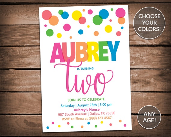 Polka Dot Party Invitation - Polka Dot Birthday Party - Polka Dot Birthday invitation - Rainbow Polka Dot Invitation - Polka Dot Invite Il_570xn