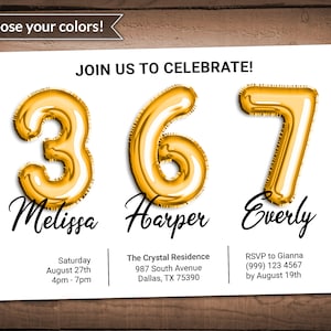 Sibling Triple Birthday Invitation - Triple Birthday Party Invite - Joint Birthday Party Invite - Combined Party Invitation