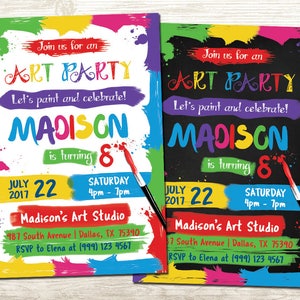Art Party Birthday Invitation - Art Birthday Party - Colorful Birthday invitation - Paint Party Birthday invitation - Painting Party Invite