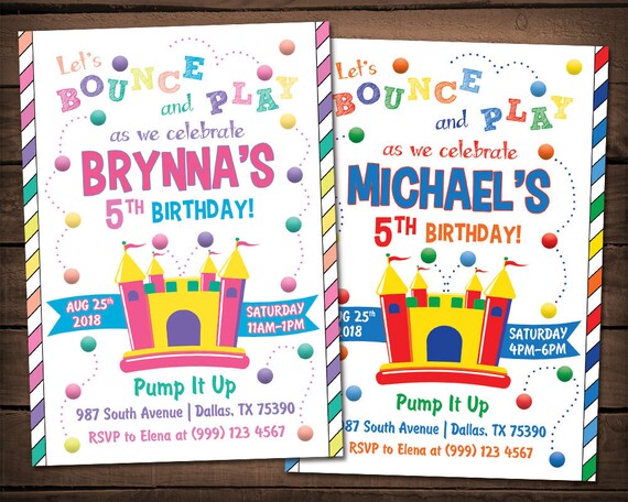 Bounce House Birthday Invitation - Bounce House Birthday Party - Bounce House Birthday Party Invite - Girls Bounce House - Boys Bounce House Il_570xn
