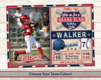 Baseball Photo Party Invitation - Baseball Birthday Invite - Vintage Baseball Invitation - Baseball Party Invite - Boys Birthday Invite