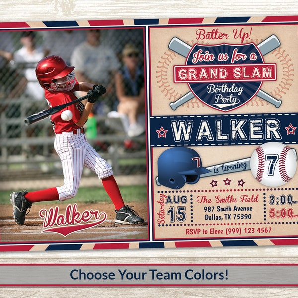 Baseball Photo Party Invitation - Baseball Birthday Invite - Vintage Baseball Invitation - Baseball Party Invite - Boys Birthday Invite