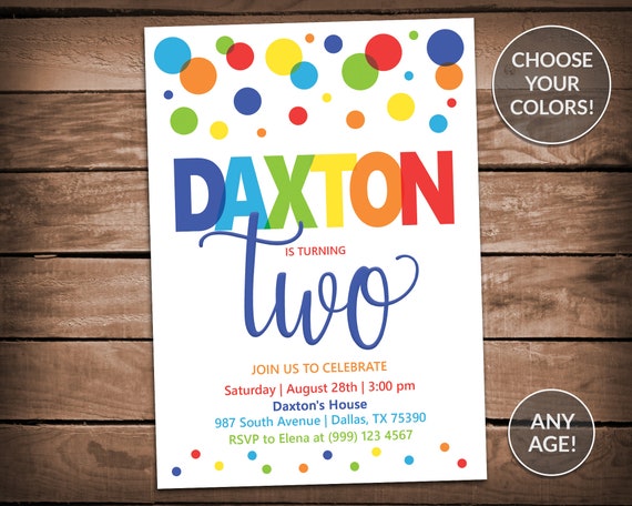Polka Dot Party Invitation - Polka Dot Birthday Party - Polka Dot Birthday invitation - Rainbow Polka Dot Invitation - Polka Dot Invite Il_570xn