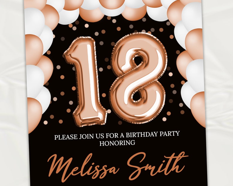 18. Geburtstag Einladung Gold Ballons 18. Geburtstag laden Etsy