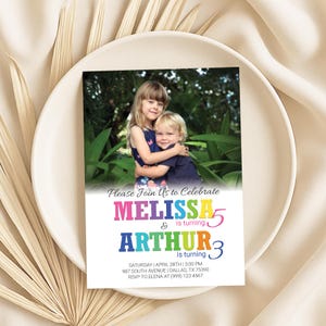Sibling Birthday Invitation: Joint Party Invite (Digital Download)